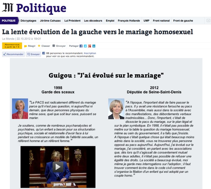 Elisabeth Guigou menteuse PACS mariage LeMonde 22.10.2012