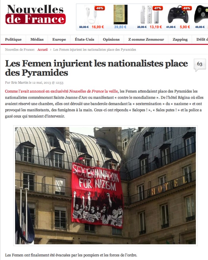 Femen vs Natios Jeanne d'Arc NDF 12-05-2013