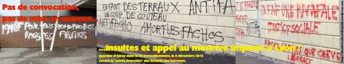 Graffitis Lyon appel au meurtre 06-12-2013