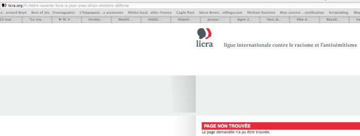 lettre LICRA introuvable