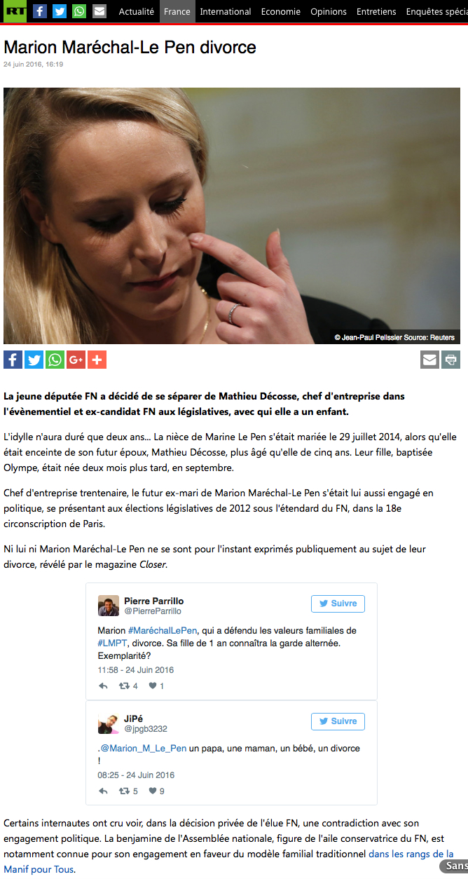 article RT Marion Maréchal-Le Pen 24-06-2016