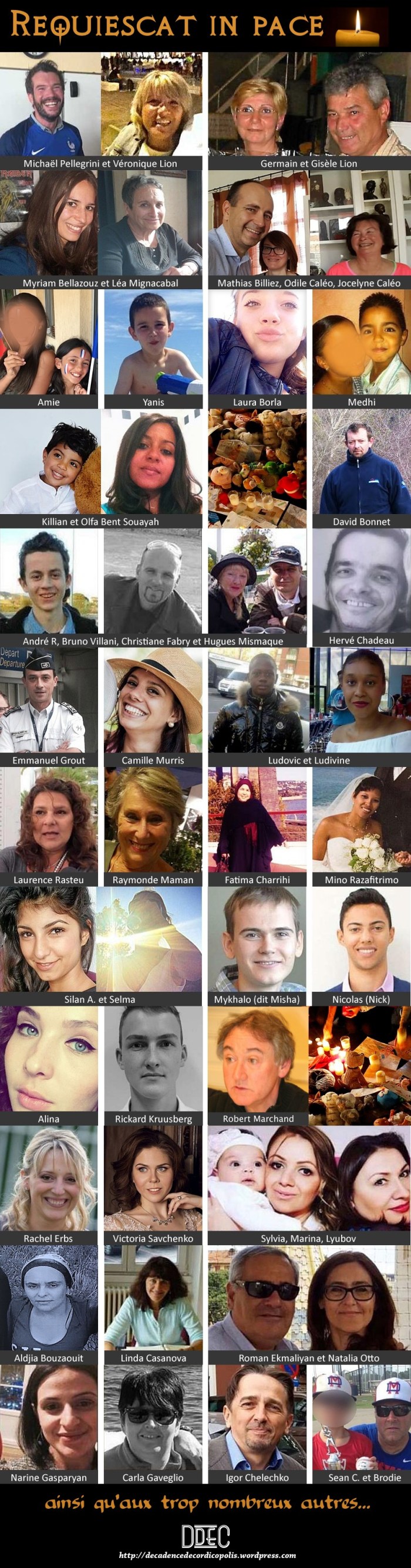 montage visages victimes Nice